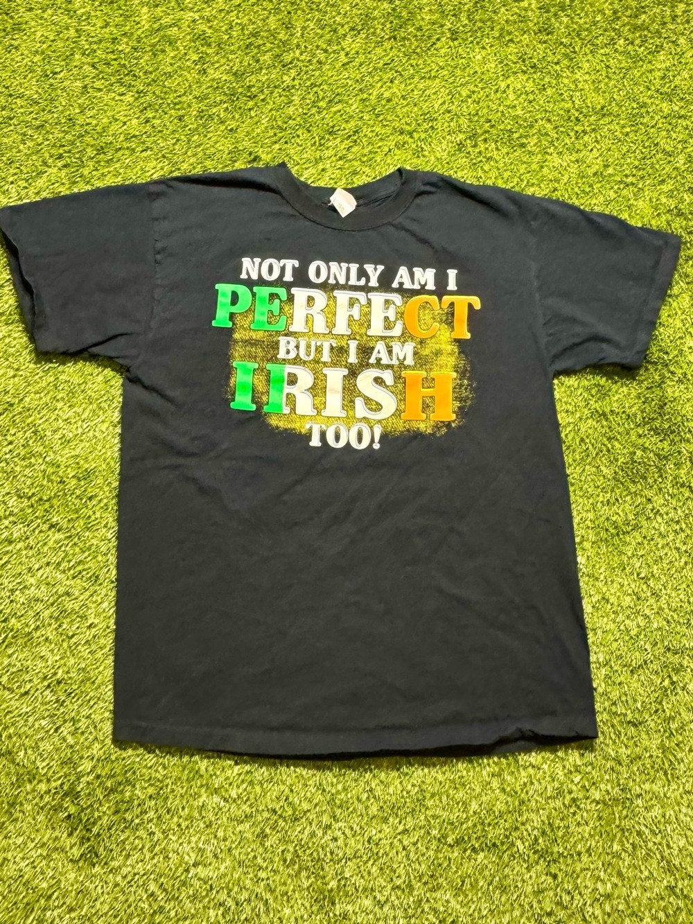 Vintage Fruit of the Loom Men’s Irish Graphic / Text T-Shirt Size Large Black